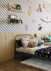 Papel de Parede Infantil - Listrado Diagonal Cinza